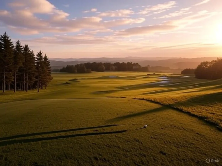Golf course in Northern Ireland in evening light
