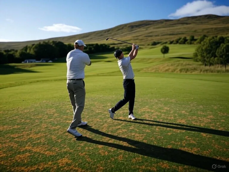 Golfers on a course in northwest Ireland