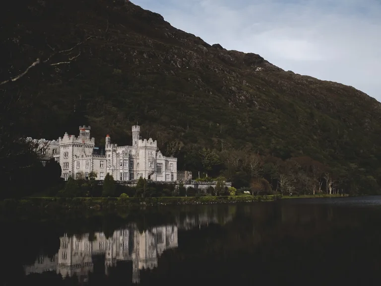 Kylemore Abbey beside a lake in Connemara