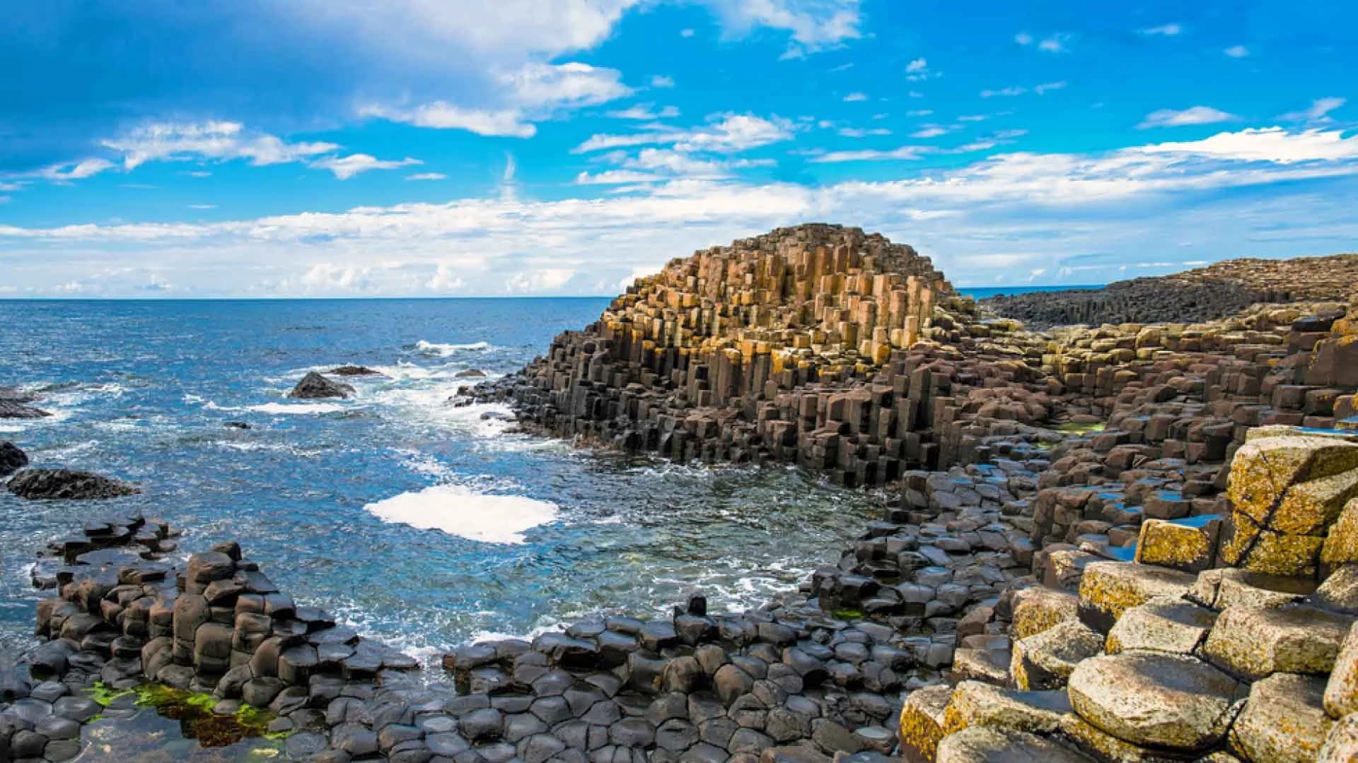Basalt formations and the sea at the Giant's Causeway